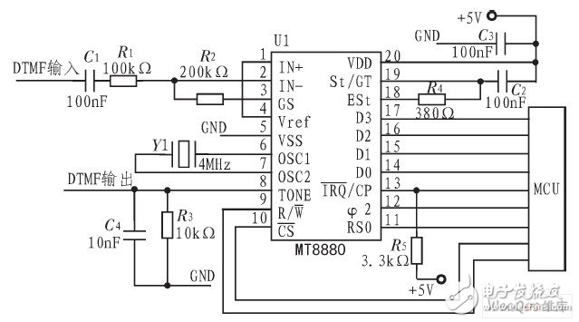 以PIC单片机为微处理器控制MT8880的多功能一键拨号电话系统设计